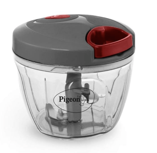 Pigeon Plastic Large Handy and Compact Chopper with 3 Blades for Effortlessly Chopping Vegetables and Fruits (14646, 650 ml, Grey)